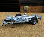 Front of Woodford 3 bike triple motorbike trailer for hire and rent from Hampshire Trailer co