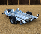 rear / back of Woodford 3 bike triple motorbike trailer for hire and rent from Hampshire Trailer co